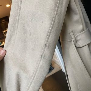 Burberry London Cashmere Sandringham Trench Coat. Gray mark on left sleeve